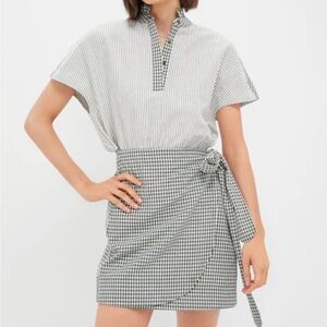 Tuckernuck Dark Green and Cream Gingham Wrap Skirt Mini Dress Size Small